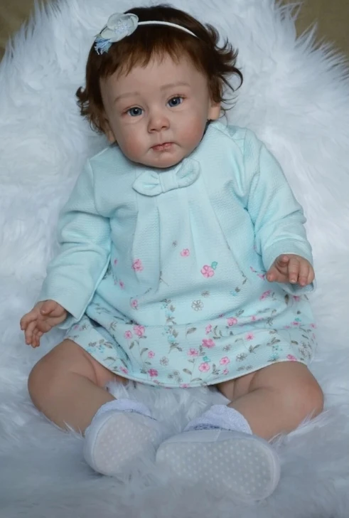 NPK 22'' Unfinished Doll Parts Huxley Reborn Doll Kit Painted  Kit with Hand Rooted Hair Lifelike Doll