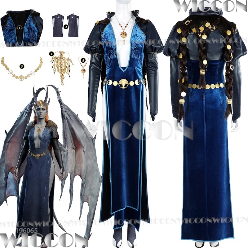 Mizora Game Baldur's Cosplay Gate 3 Costume Full Set Blue Dress Sexy Clothes Women Holloween Party Full Set Roleplay Customized