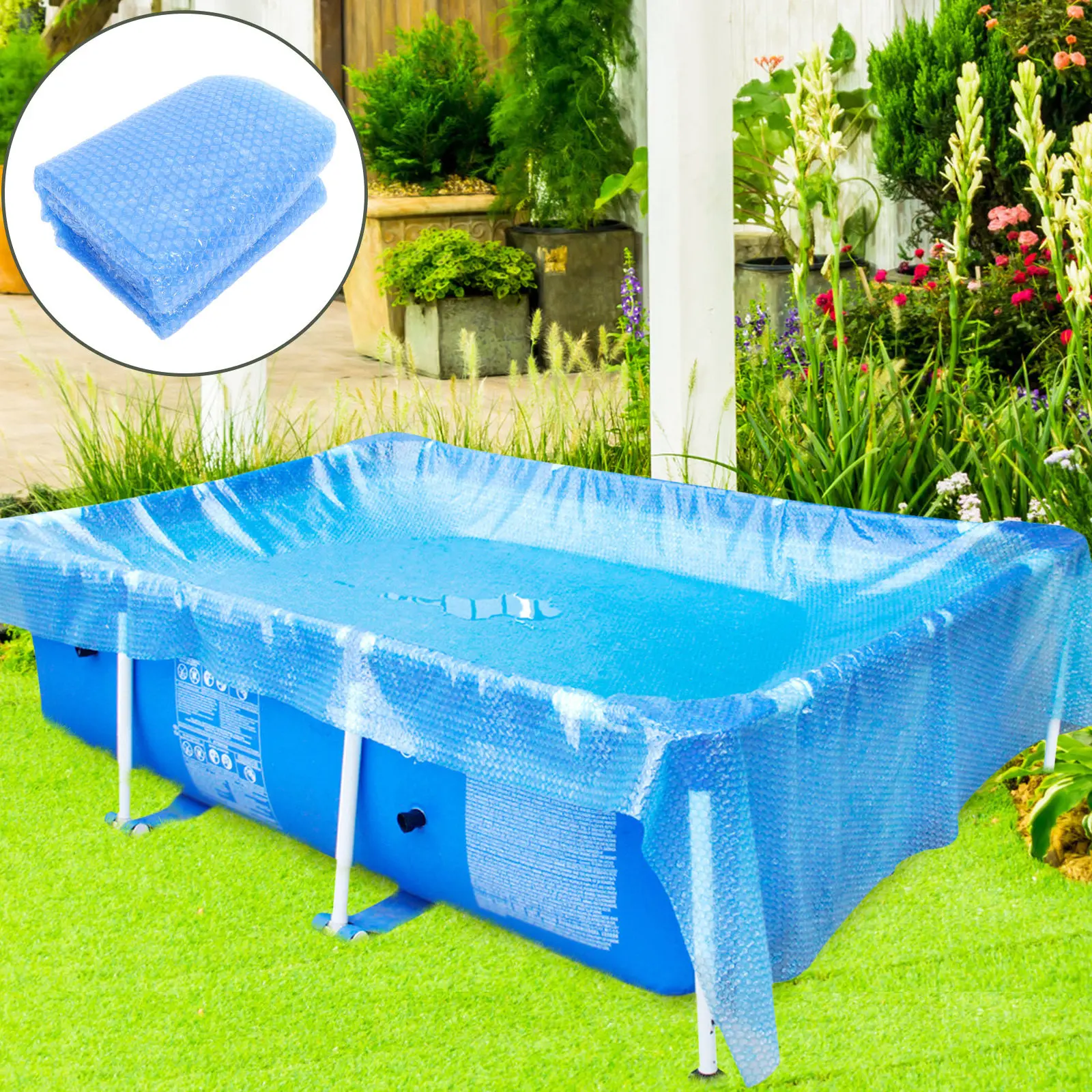 

Inflatable Pool Bubble Cover Rectangular Pe Insulation Cover for Outdoor Swimming Pools Anti-Evaporation Thermal Protection Pool
