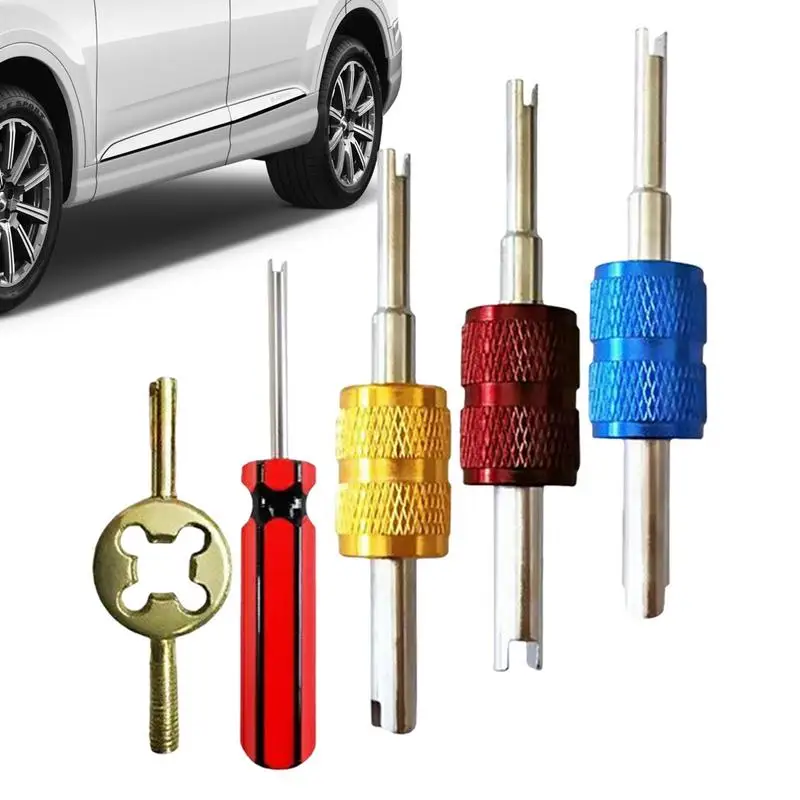 Valve Core Removal Tool Tire Valve Tool 5 Pieces Valve Core Remover Tire Repair Tools Aluminum Alloy Valve Stem Remover For Cars