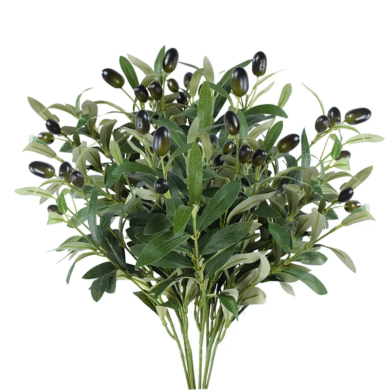 1/3/5Pcs Artificial Plant With Fake Fruit Olive Leaves Tree Branch For Home Garden Vase Decoration Wedding Bouquet Silk Flowers - view 2