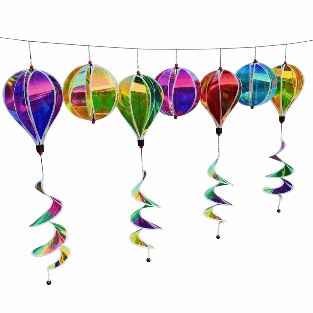 

1PC Pendant Random Color Hot Air Balloon Rotating Colorful Wind Spinners Plastic Material Rainbow Windmill Camping