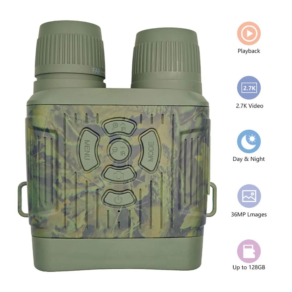 NV7000 HD 2.7K Outdoor Hunting Camera Trail Full-Black Camouflage  200-Meter Photography Binoculars