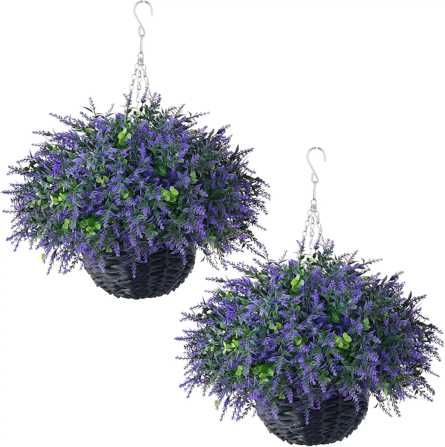 

Реалистичные искусственные гирлянды из эвкалипта и лаванды в подвесных корзинах, набор из 2 штук для декора уличной веранды на все сезоны