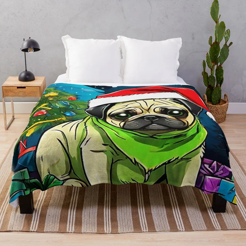 Одеяло Pug HAPPY HOLIDAYS 19 PUGGY HOLIDAYS, декоративные диваны, манга, свободные пляжные одеяла