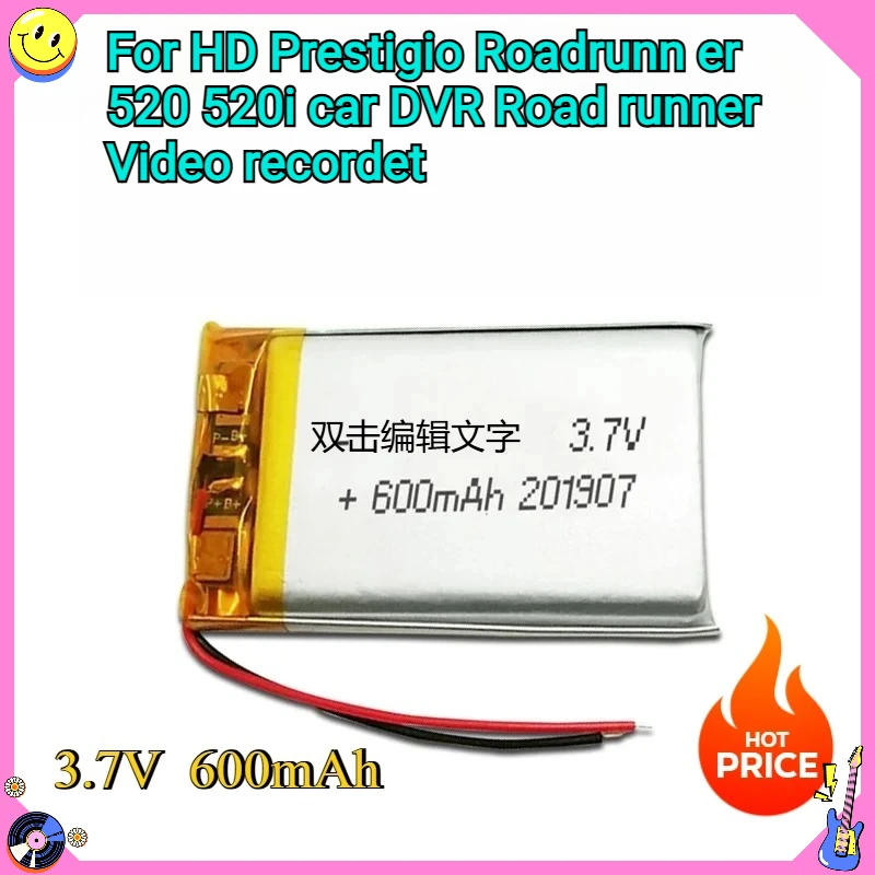 

New 600mAh Replacement Camera Battery For HD Prestigio Roadrunner 520 520i car DVR Road runner Video recorder
