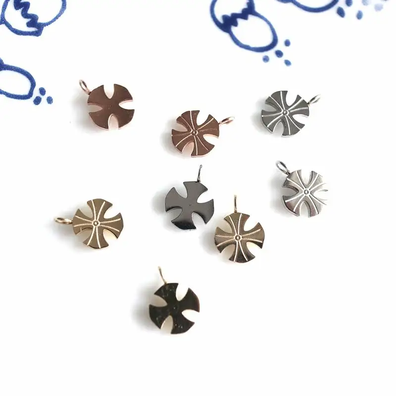 4 Pcs/lot Stainless Steel Gold Color Plated Cross Charm Rose Gold Platinum Loose Beads Jewelry Making DIY For Women