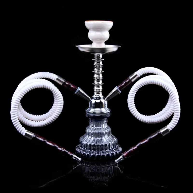 

【Best Sale】DEJAYA Travel Glass Shisha Pipe Hookah Full Set Chicha Pipa Narguile Completo Cachimba Nargile Double Hose Smoking Ac