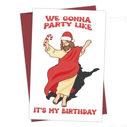 1pc Funny Jesus Christmas Card with Envelope,It's My Birthday,Jesus Birthday Greeting Card for Him Her,Humor Holidays Gift Cards