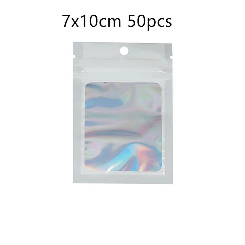 50 Stück bunte, starke Druckverschlussbeutel aus Kunststoff, selbstdichtender Beutel mit Reißverschluss, Taschen mit Reißverschluss, Armbänder, Halsketten, Ringe, Schmuckverpackung