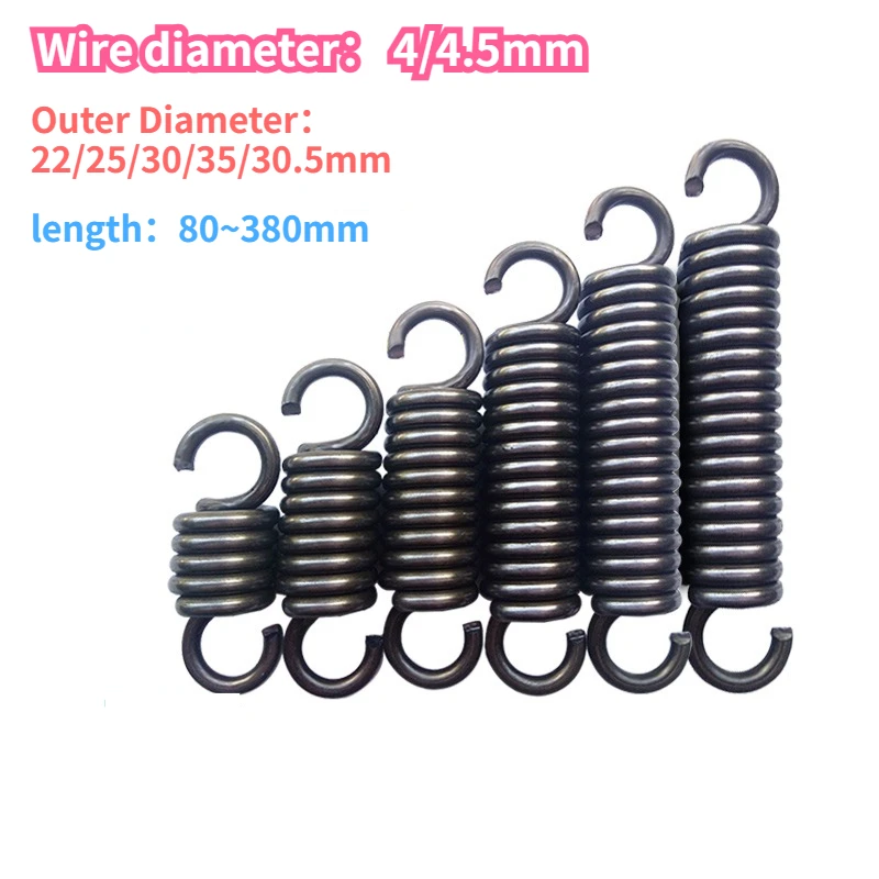 Leijiu Wire Diameter 4/4.5mm Open Hook Tension Spring Strong Extended Spring Outer Diameter 22/25/30/35/30.5mm Large Thickened