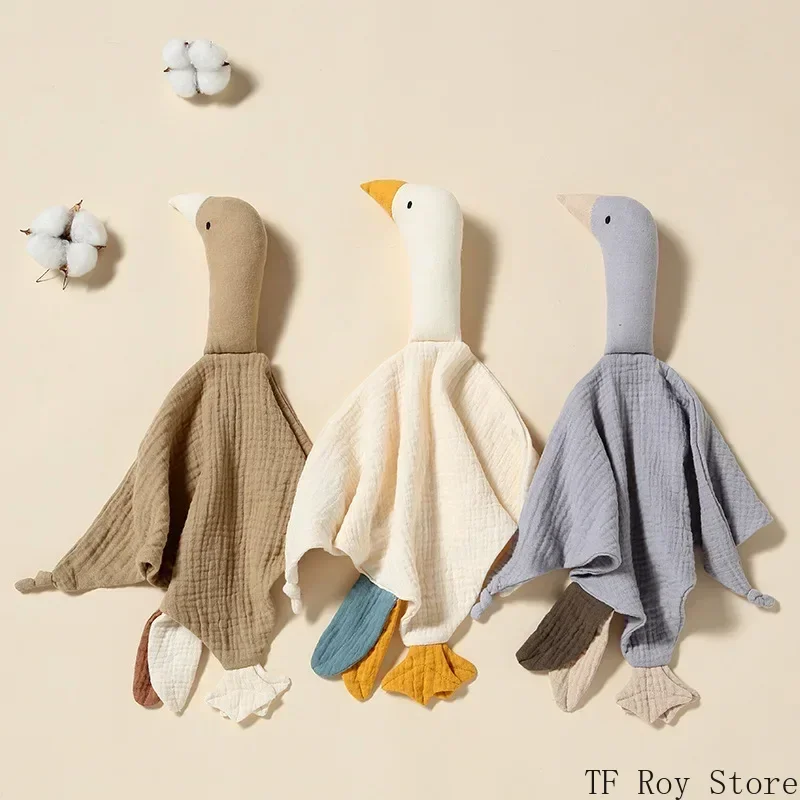 Cartoon Goose Baby Cotton Piumino Coperta Bambole per dormire Giocattolo per il sonno Lenire Placare Asciugamano Bavaglini Asciugamano per saliva Articoli per neonati