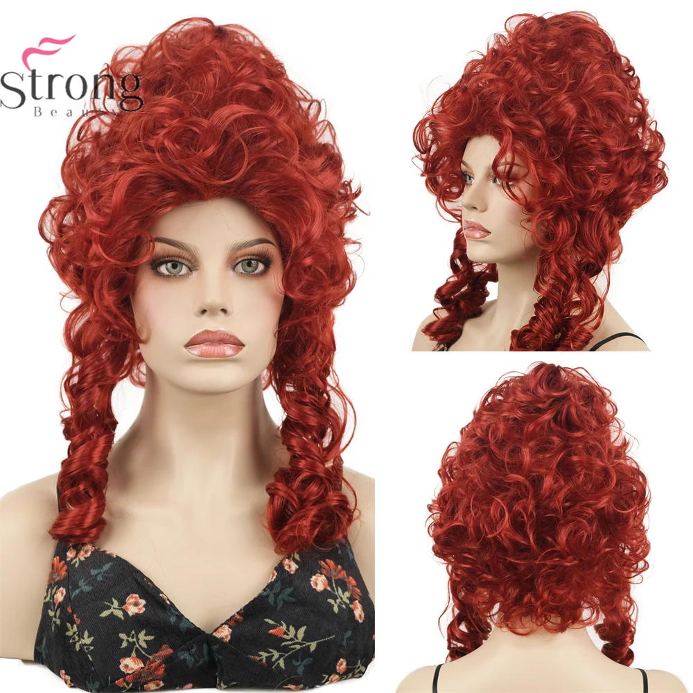 StrongBeauty Red Victorian Wig Medieval Queen Colonial Wig Halloween Costume Cosplay Wig Women's Baroque Beehive Wig