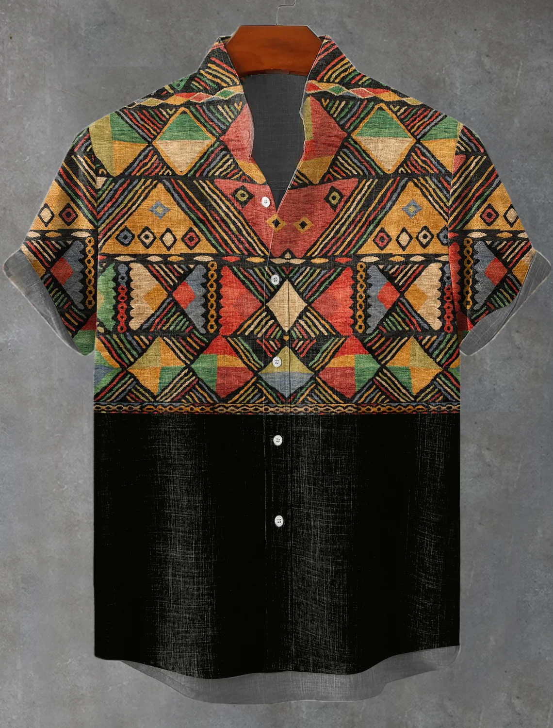 2025 Vintage African Style Men\'s Retro Ethnic Tribal Short Sleeve Shirt Tops Fashion Casual Vacation Streetwear Men\'s Shirt