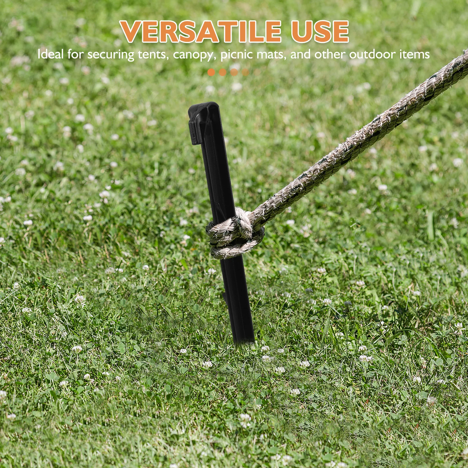 50 قطعة من المراسي الأرضية البلاستيكية بطول 19 سم مثالية لتأمين الخيام والأقمشة الخارجية أوتاد القماش القنب سهلة الحمل