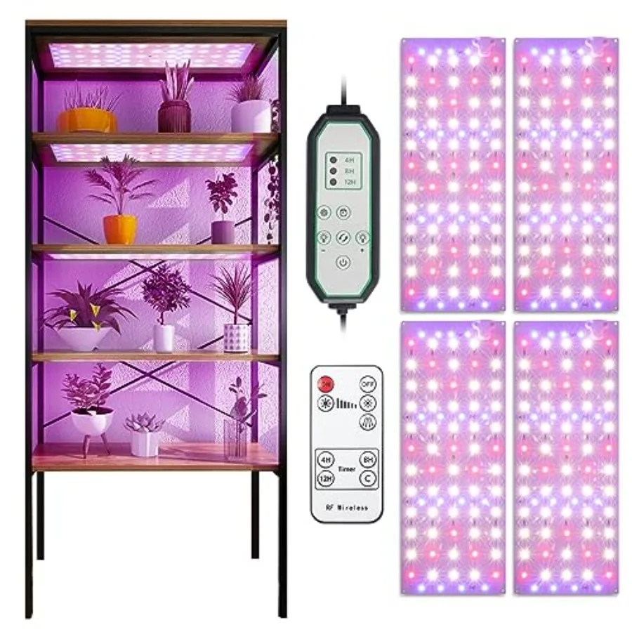 

Grow Light 40W Ultra-Thin LED Grow Lights for Indoor Plants Full Spectrum 4/8/12H Timer Plant Light Panel 304 LEDs Under Cabine