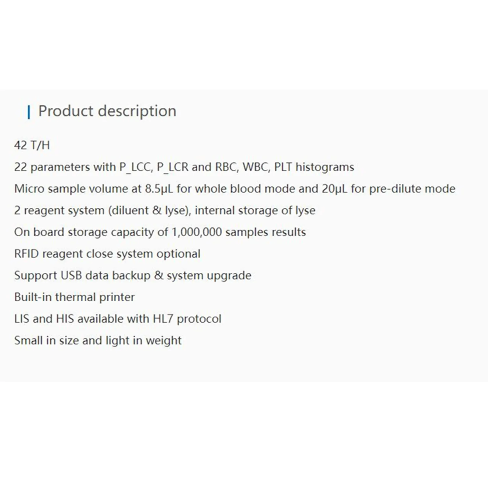 Urit BH-40S Hematology Blood CBC Analyzer 3 Part Diff for Human Hospital Clinic