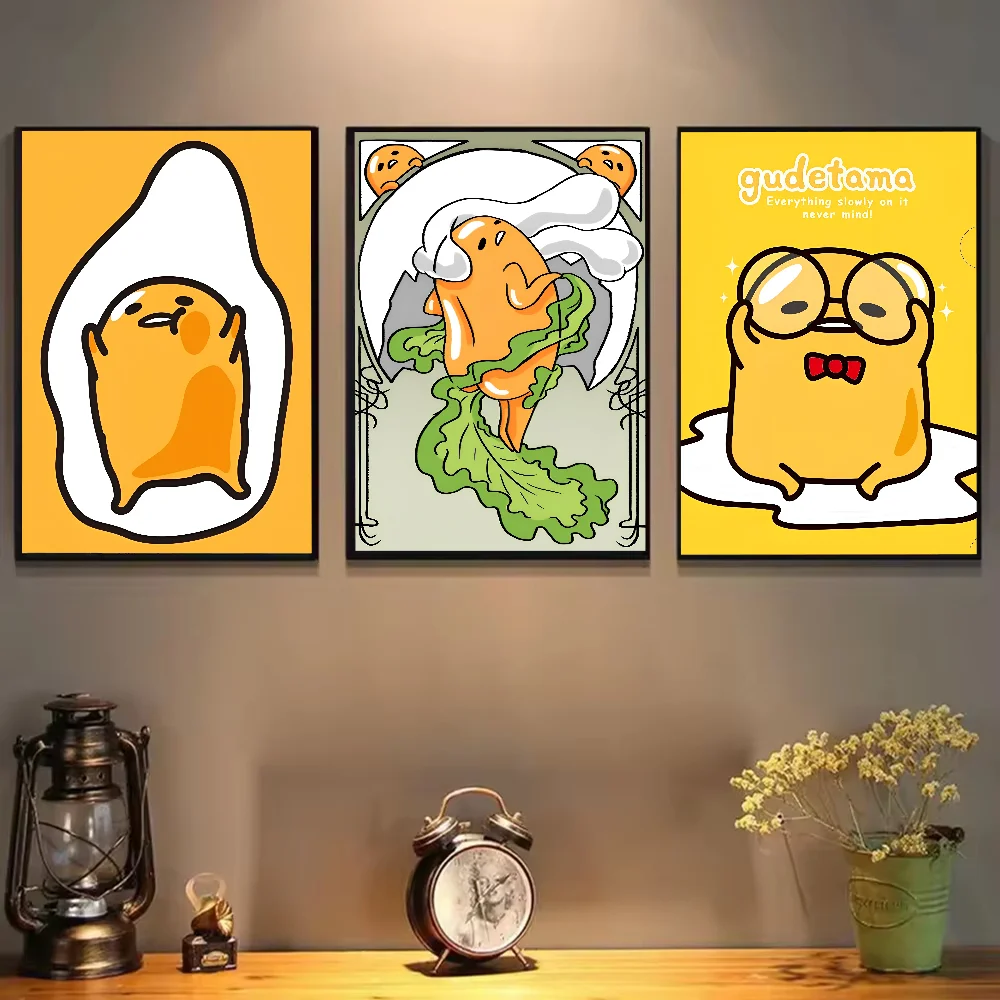 1 قطعة أنيمي الأصفر G-Gudetama المشارك ذاتية اللصق الفن ورق مقاوم للماء ملصق مقهى بار غرفة جدار ديكور