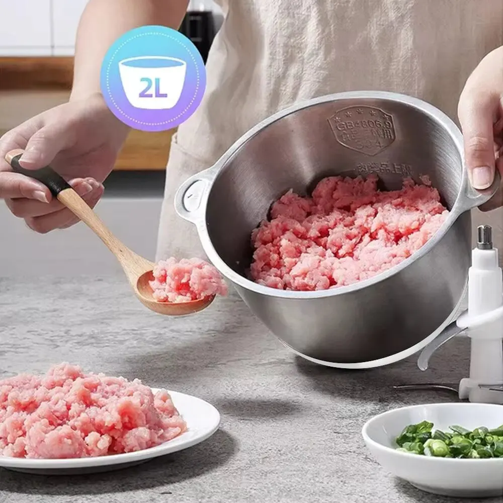 Multifunctional Household Stainless Steel Meat Grinder 2 Speed 250W Stainless Steel 2L Capacity Electric Chopper Meat Grinder