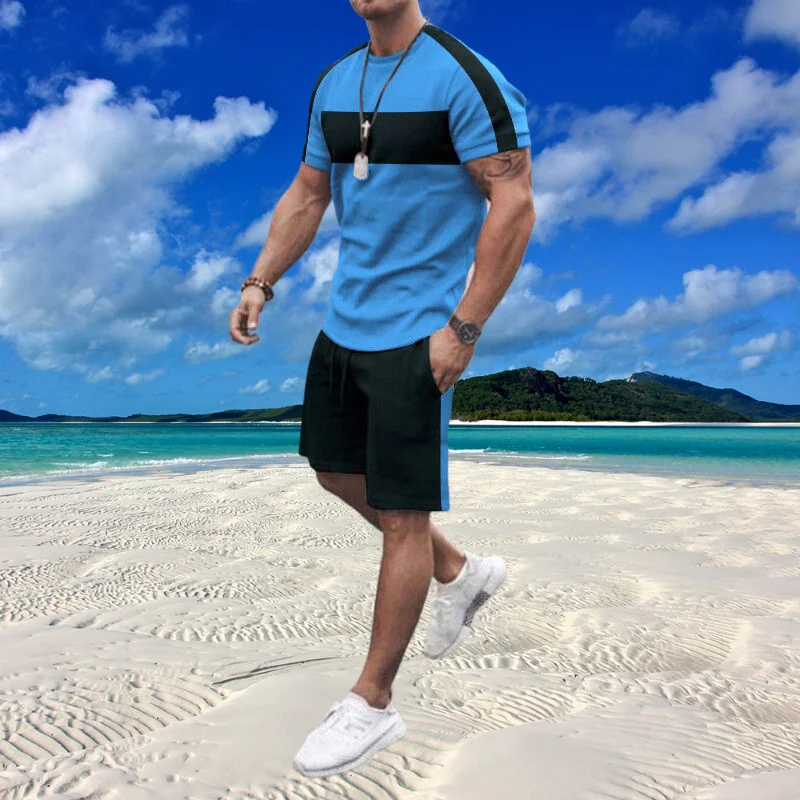 New Men Suit Fashion Sets Men Street Short Shirts Shorts Pants Casual Oversized Comfortable Clothes Jogging 2-Piece Training Set