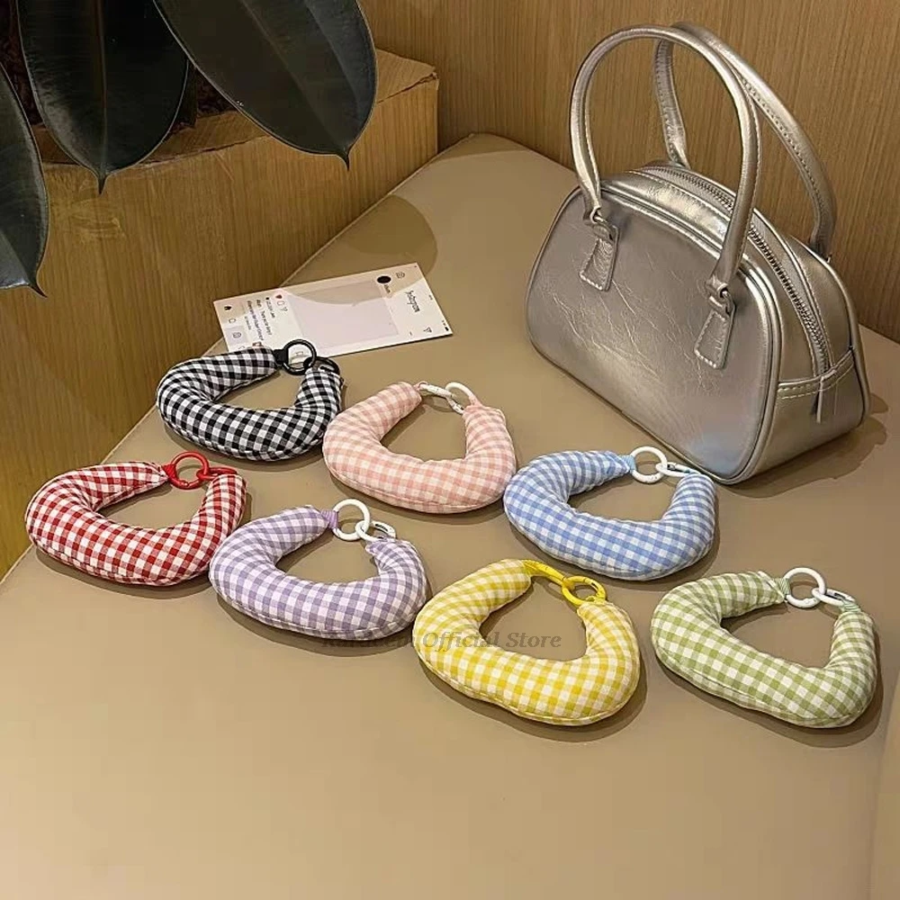 Universal Cute Candy Color Plaid Stripes Wrist Rope Mobile Phone Chain For Mobile Phone For iPhone 18 Pro Max Samsung S26 Ultra