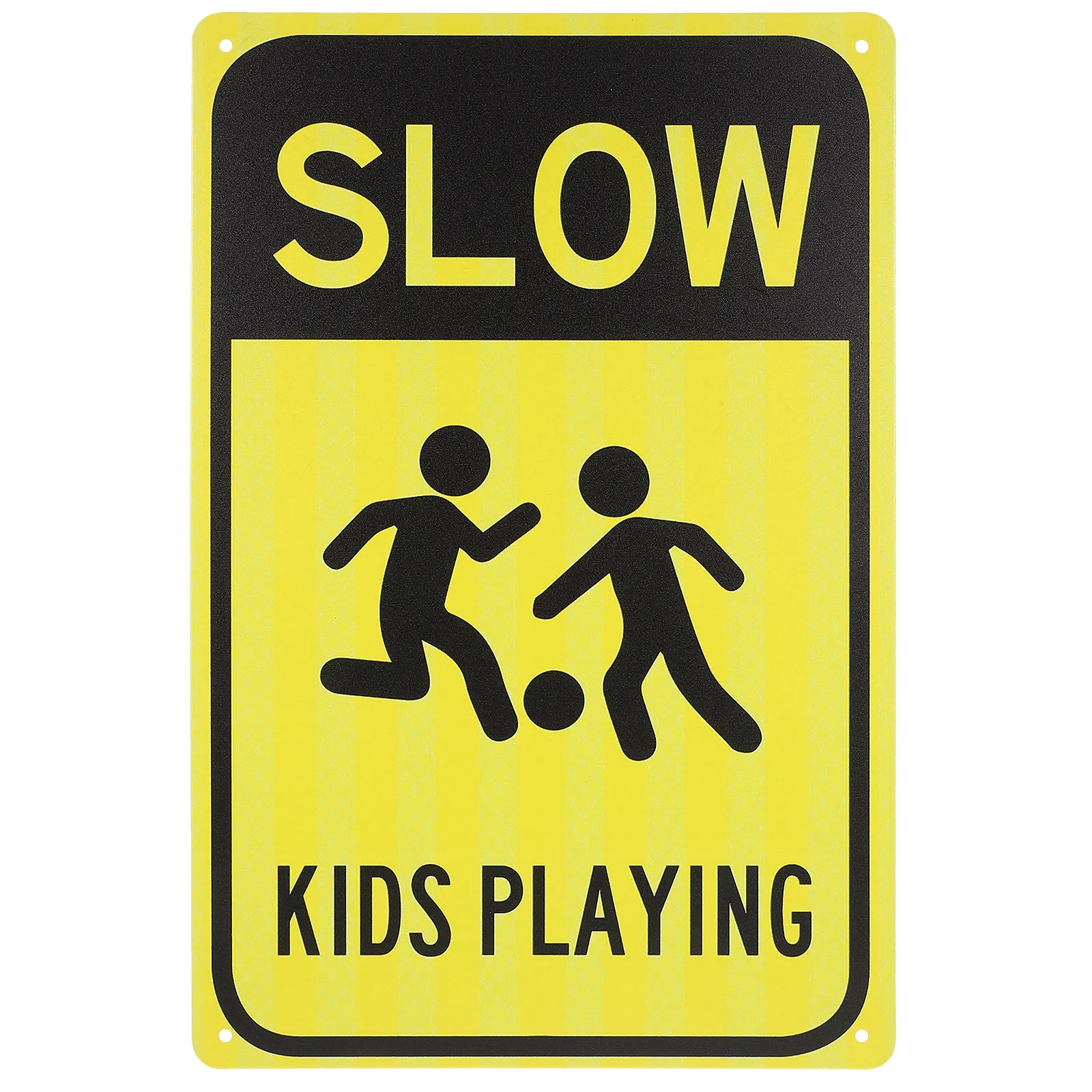 

Metal Road Sign Slow Down Playing Caution Weatherproof Street Traffic Warning Sign Convenient Street Signs