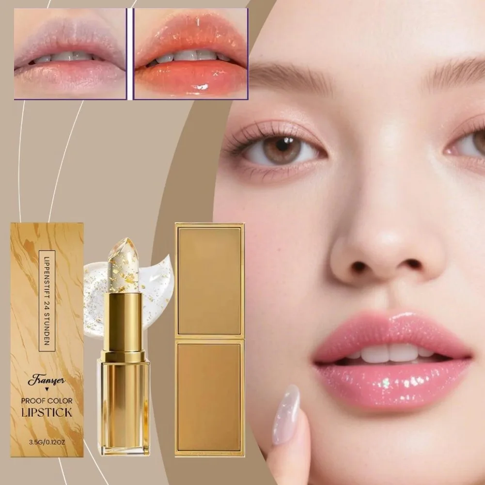 Color Changing Flash Gold Crystal Lipstick Moisturizing Non-stick Fade Lip Line Hyaluronic Acid Deep Hydrating Anti-Dry Lip Balm