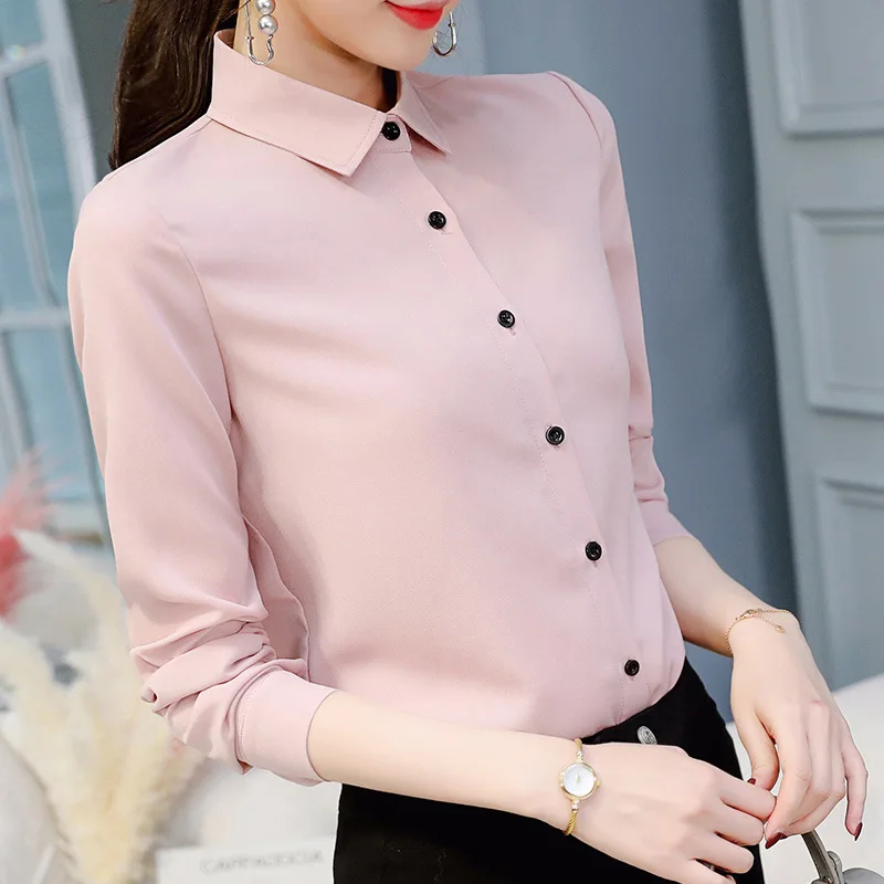 Korean Fashion Women Shirts Green Shirt Women Long Sleeve Shirts Tops Office Lady Basic Shirt Blouses Woman Blouse NS5626