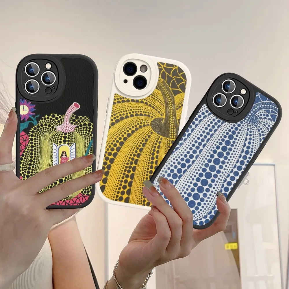 Pumpkin Yayoi Kusama Art Phone Case Hard Leather For IPhone 14 13 12 Mini 11 14 Pro Max Xs X Xr 7 8 Plus Fundas