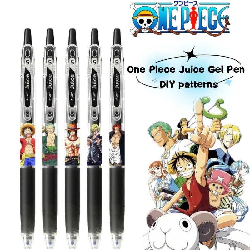 Cartoon Anime One Piece DIY Pattern Limited Edition Gel Pen, Retractable 0.5mm Black Bullet Tip Erasable Gel Pen for Students