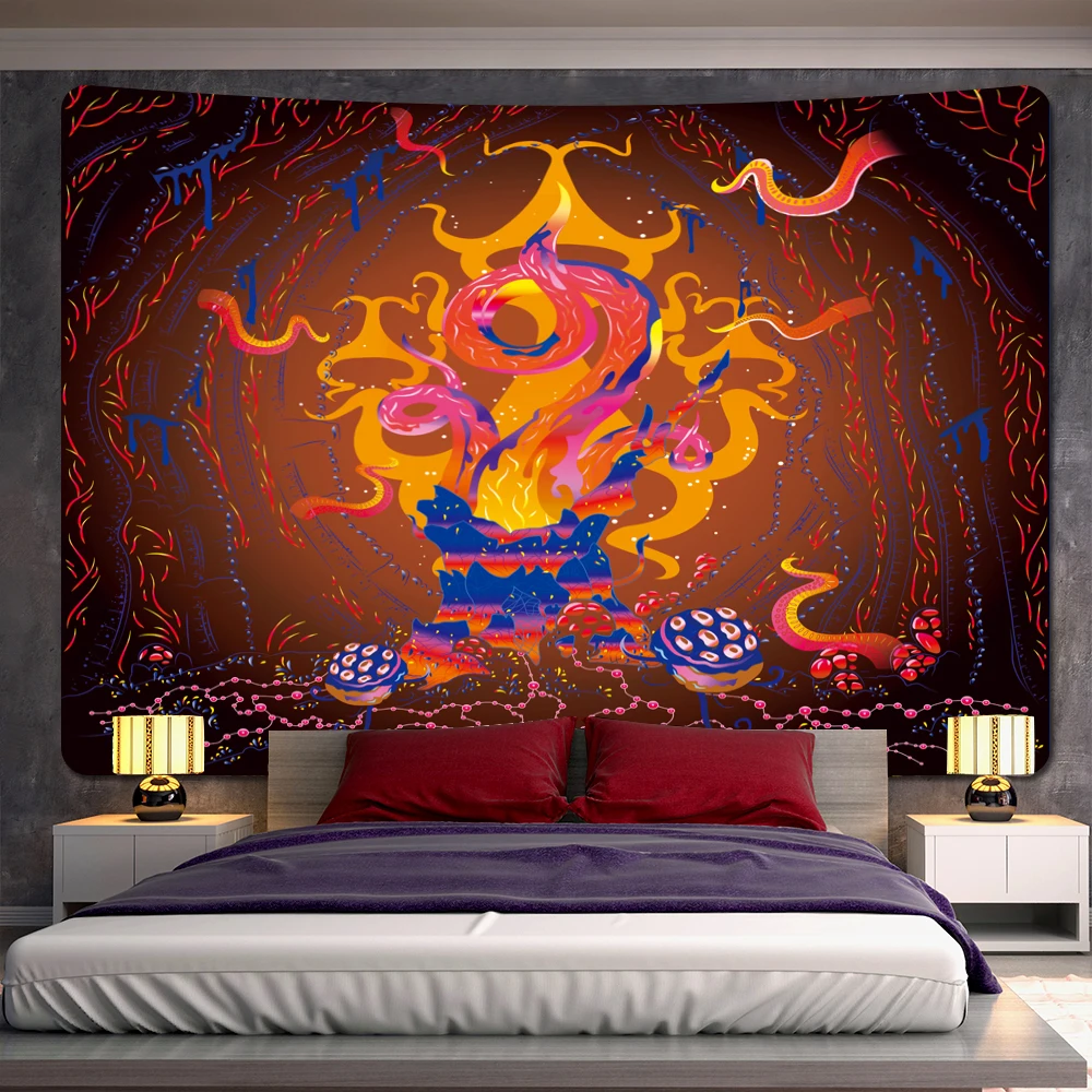 Mushroom psychedelic scene home decoration art tapestry hippie Posmian room decorative yoga cushion background cloth