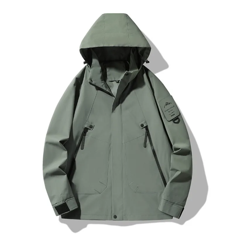 Couple Waterproof  Detachable Hood Zipper Outerwear Windproof Mens Womens Split Cap Raincoat Autumn Outdoor Clothing trench coat