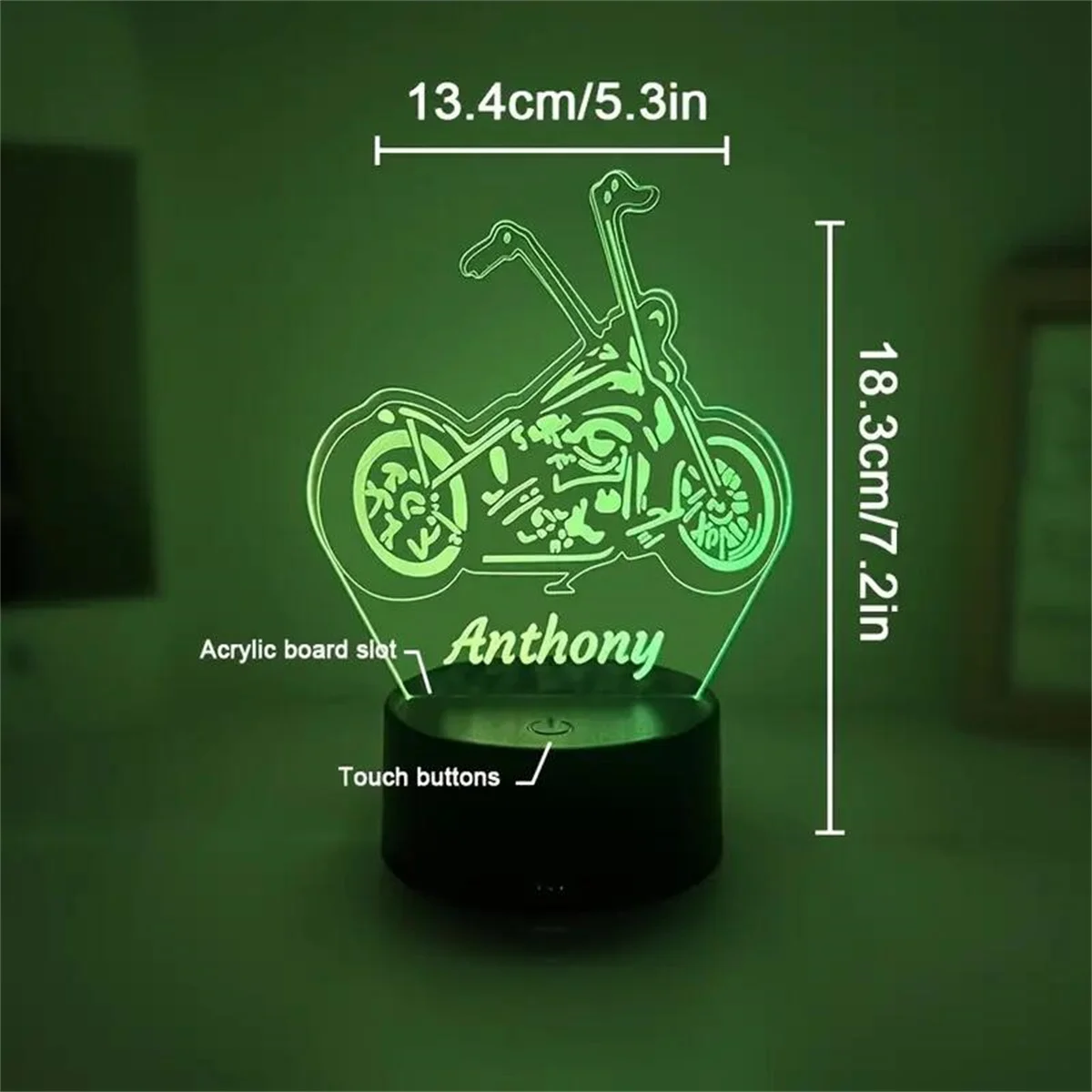 1pc  Motorcycle 3D Night Light, 3D Optical Illusion Lamp With Touch, 7-Color Changing Ambient Light For Bedroom