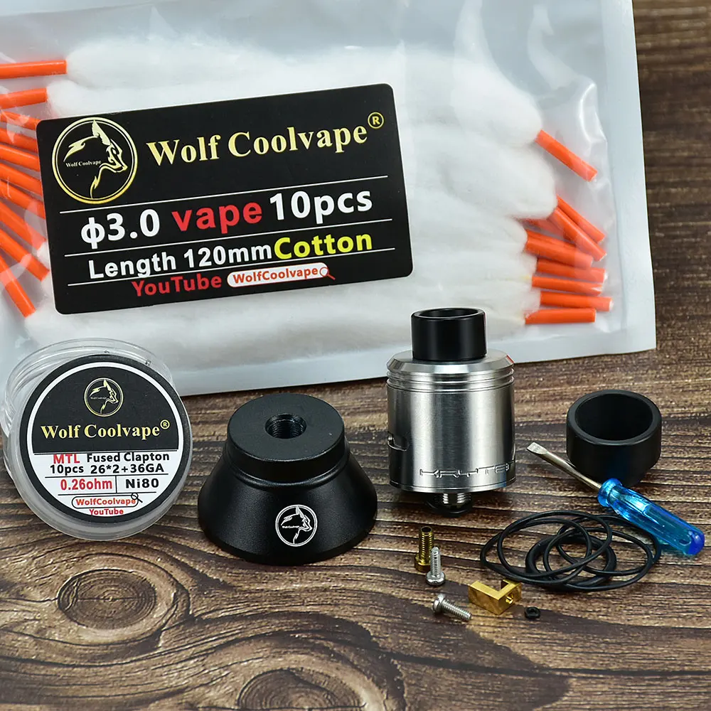 Wolfcoolvape Psyclone Kryten 24mm Dual Coil RDA with Squonk Pin MTL Vape Tank Rebuildable Drip Atomizer for Mods