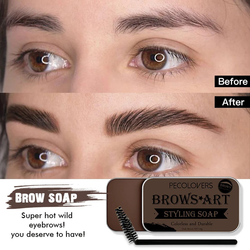 PECOLOVERS Eyebrow Gel Wax Brow Soap 6 Color Tint Eyebrow Enhancer Natural Makeup Soap Brow Sculpt Lift Make-up for Women