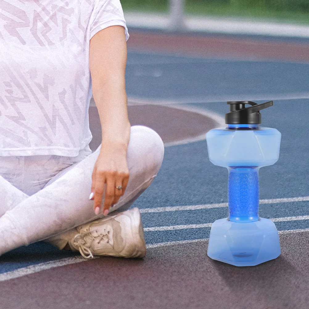 

2Pcs Dumbbell Fitness Cup Sports Water Bottle Large Capacity Handle Lid Gym Running Outdoor Activity Dumbbell Fitness Cup