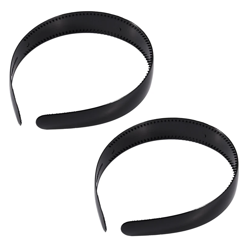 

2X Lady Black Plastic Hair Hoop Headband Ornament Teeth