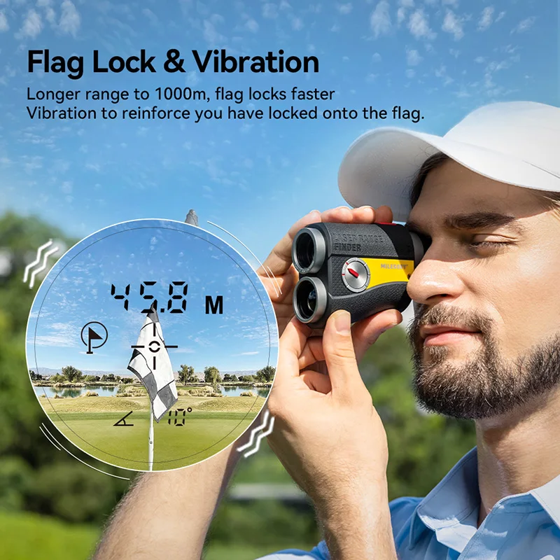 MiLESEEY PFS2 Laser Distance Meter 600m Golf Rangefinder Slope Adjusted Flag-Lock Hunting Telescope Dual Red Black Display