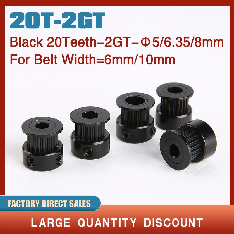 

Black 20 teeth 2MGT 2GT Timing Pulley Bore 5mm small backlash for 2M GT2 Open Synchronous belt width 6mm/10mm 20Teeth 20T VORON