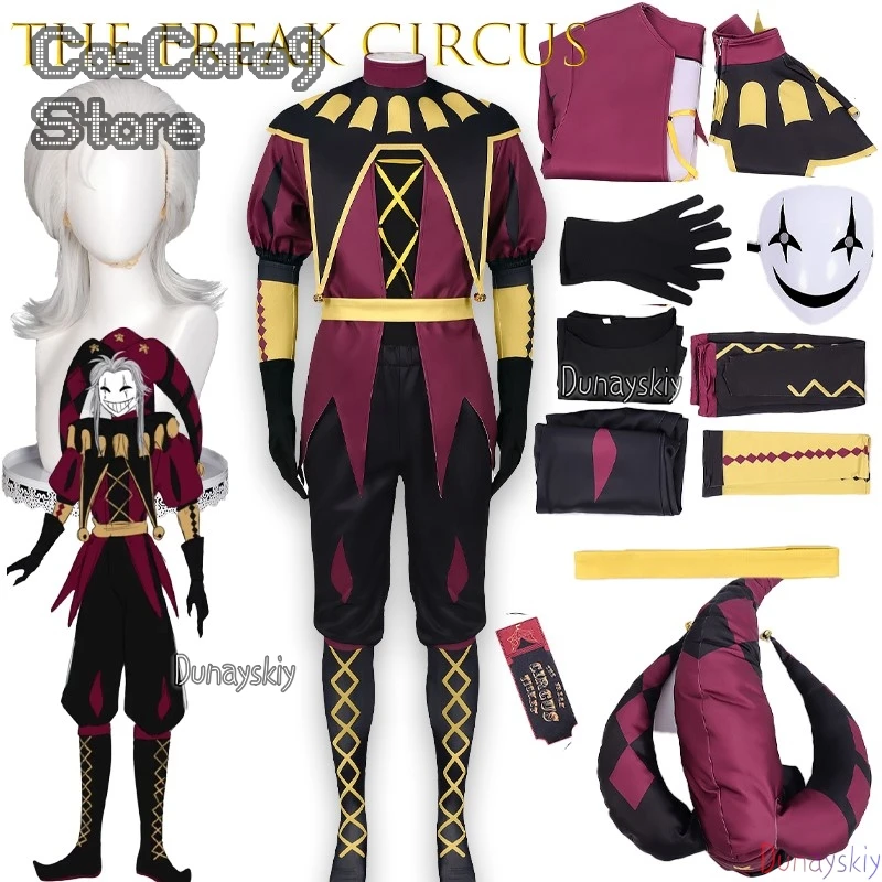 

The Freak Circus Pierrot Clown Cosplay Mask Set Halloween Anime Character Prop Game Christmas 코스프레 Party Halloween Anime