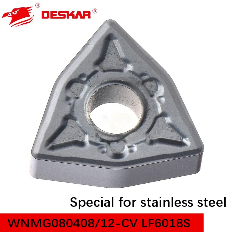 

DESKAR WNMG080408/12 CV LF6018S Грубая обработка твердосплавных вставок из нержавеющей стали Токарный станок Режущие инструменты Токарное лезвие