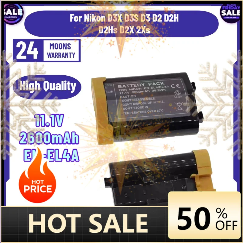 SWZY 11.1V 2600mAh EN-EL4A Battery for Nikon D3X D3S D3 D2 D2H D2Hs D2X 2Xs Camera