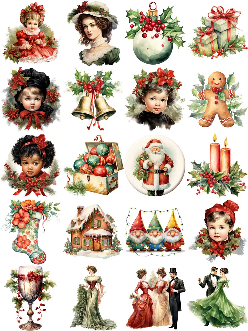 Vintage Christmas Stickers Crafts And Scrapbooking stickers kids toys book Decorative sticker DIY Stationery