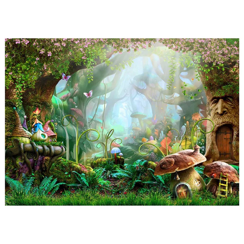ABKN-2Pcs 7X5ft Washable Fabric Photography Background Fairytale Dreamlike Nature Forest Life Background Photographical