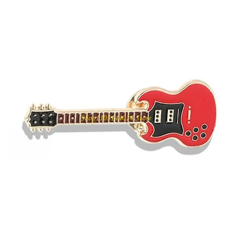 N5KE 4 PCS Unique Guitar Pin Set Musical Instrument Badges Clothing Accessories