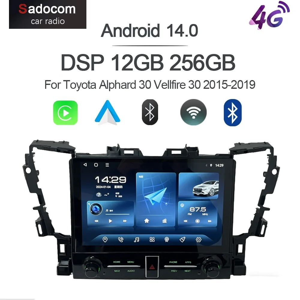 

CarPlay 11.6" Android 15 8 Core 12GB RAM 256GB ROM Car Player GPS multimedia radio For Toyota Alphard 30 Vellfire 30 2015-2019