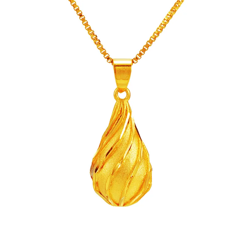 pure 18k Gold Color Water droplet Necklace chain for Women wedding birthday Party Ladies Necklace Fashion Luxury Jewelry Gifts