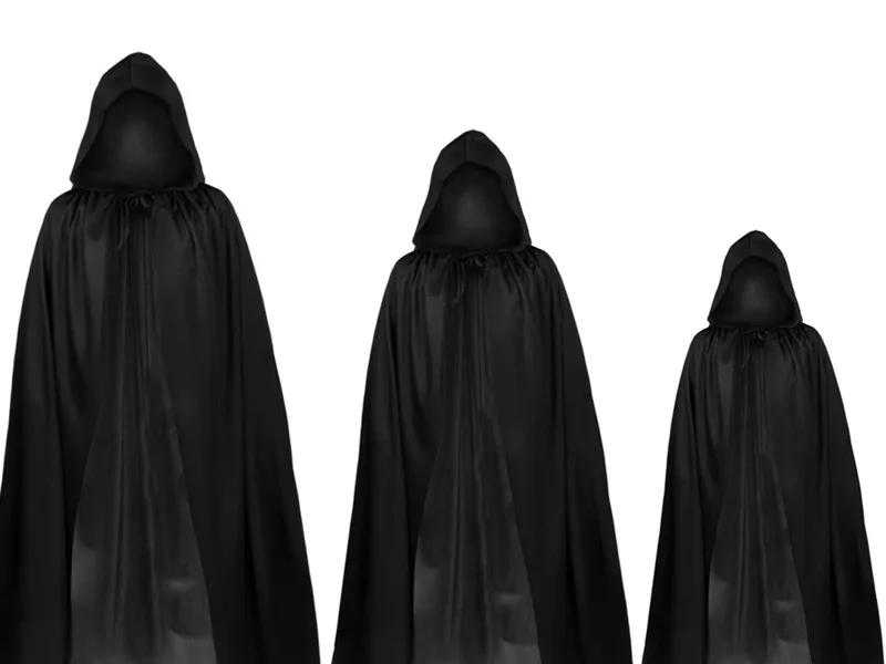 

Halloween Grim Reaper Black Cape Demon Hooded Long Cape Halloween Party Dress Up Cape Show Costume Adult Kids Cosplay Props 2023