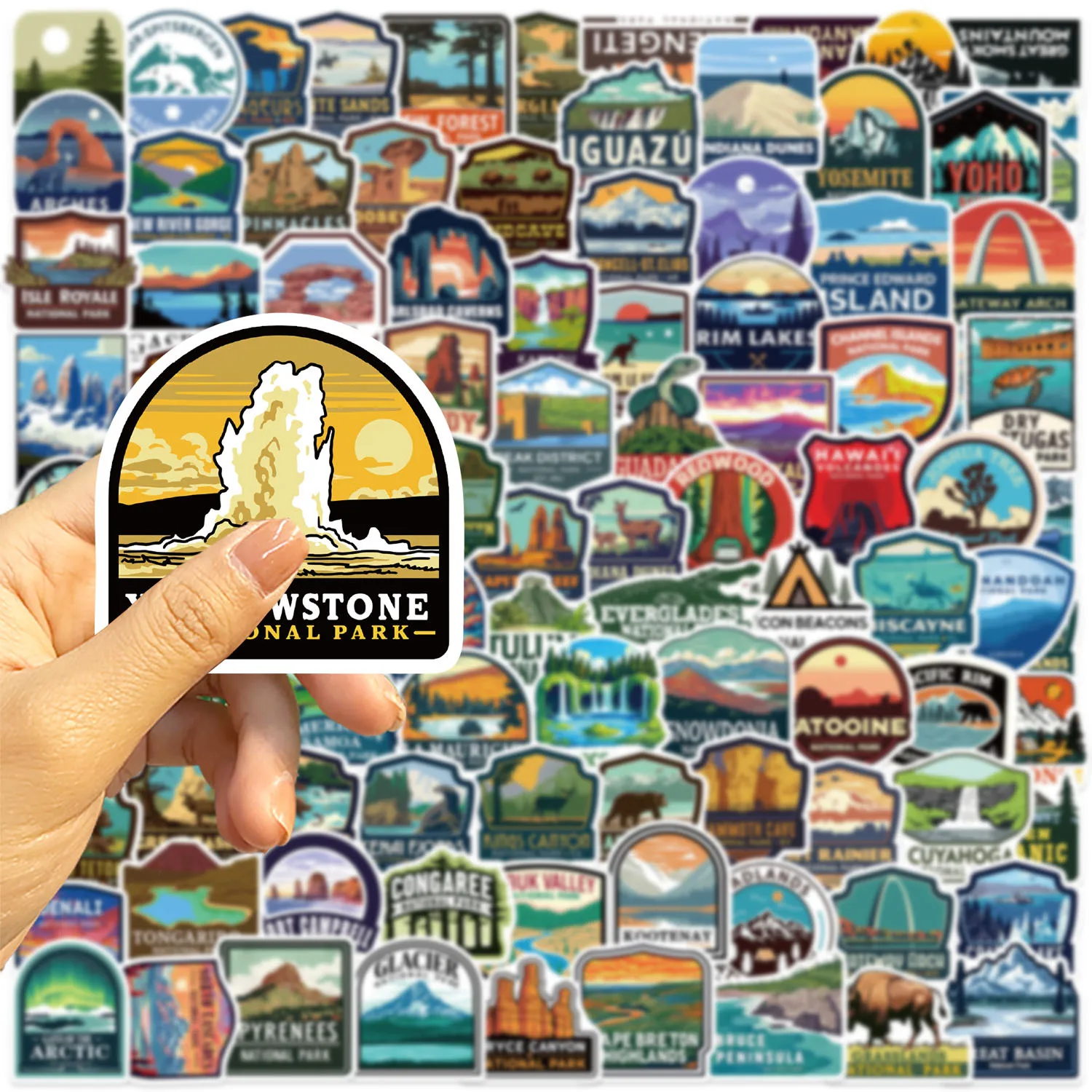 100PCS Cartoon National Park Graffiti Stickers DIY Decoration Guitar Notebook Luggage DIY Waterproof Stationery Stickers