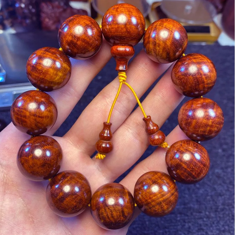 Indian Small Leaf Red Sandalwood Bracelet Male Full of Golden Stars Buddha Beads 12 Zodiac Hand String 108 Pcs Necklaces Female